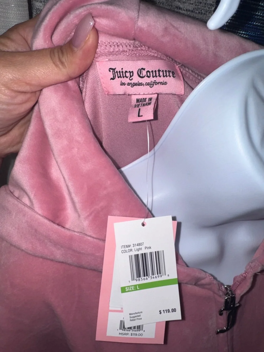 Juicy Couture- NWT Dusty Rose Velour Rhinestone Logo Size Large - Picture 5 of 16